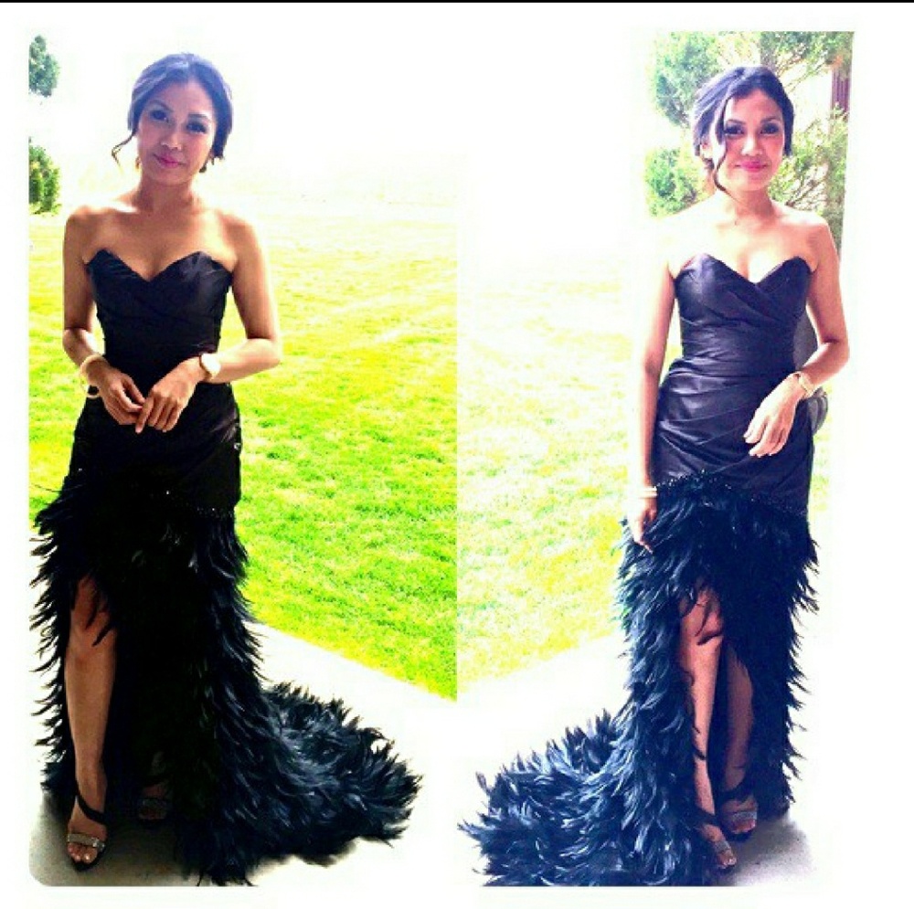 Elegant Black feather gown